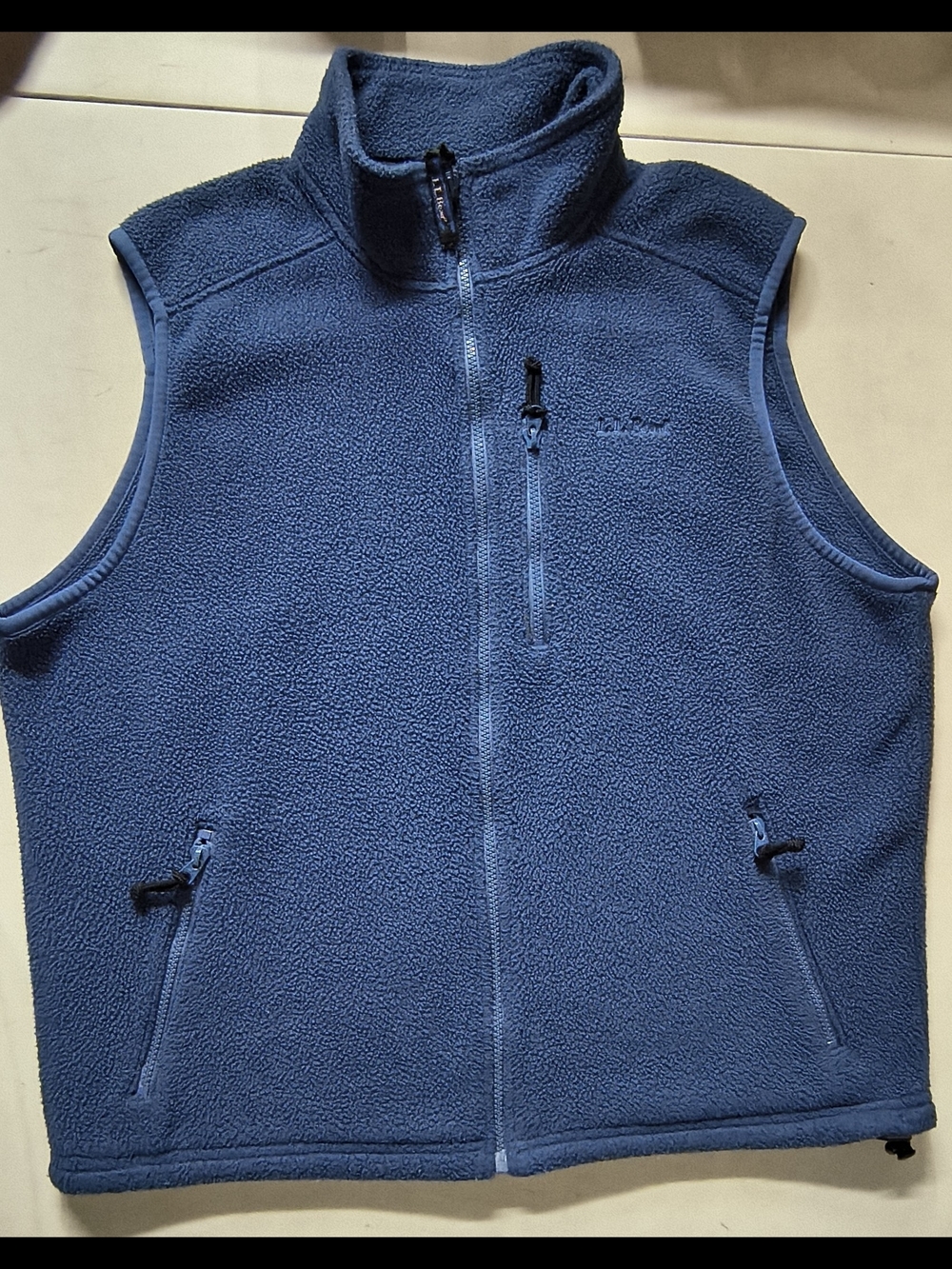 L.L. Bean Men's Blue Fleece Full Zip Vest W/3 Pockets